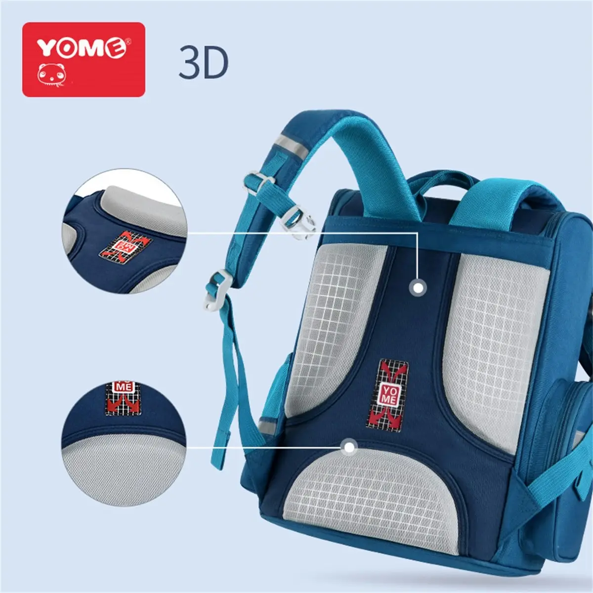 Yome Kids School Backpack With Back Support and Airflow Systerm For Year 3-6 Students Y209 Blue