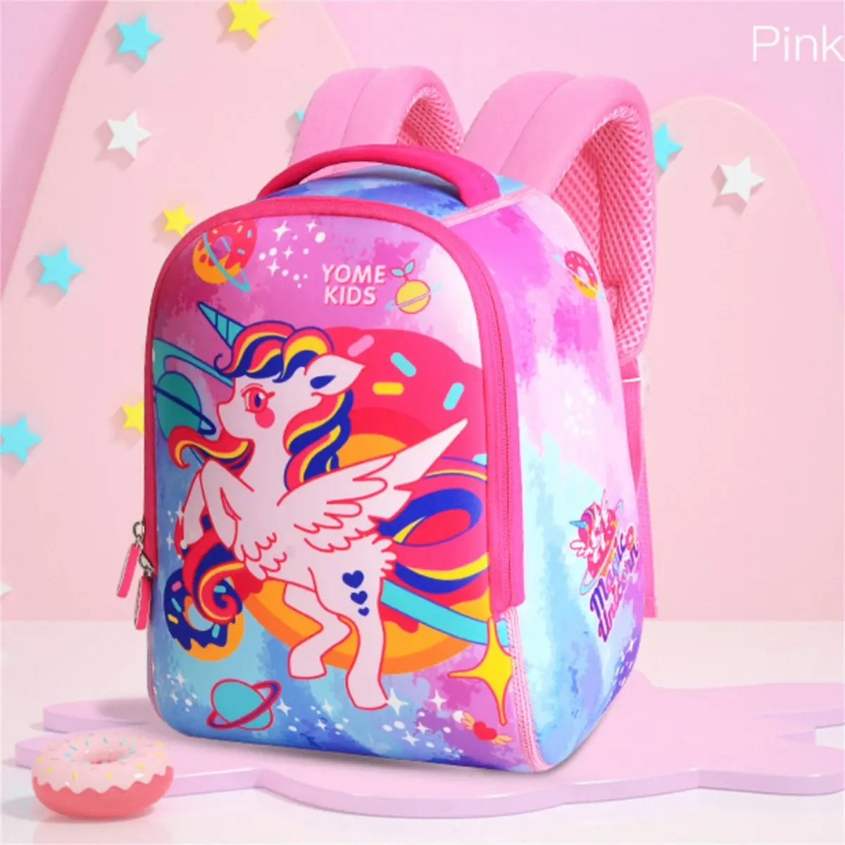 Yome Kids School Backpack With Back Support and Airflow Systerm For kindergarten-Year 2 Students YC19 Pink