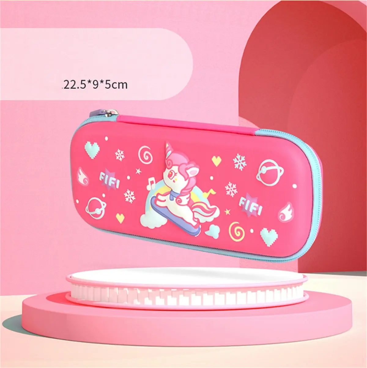 Yome 180 Degree Opening Kids School Pencil Case With 3D EVA Cartoon Pattern C Pink