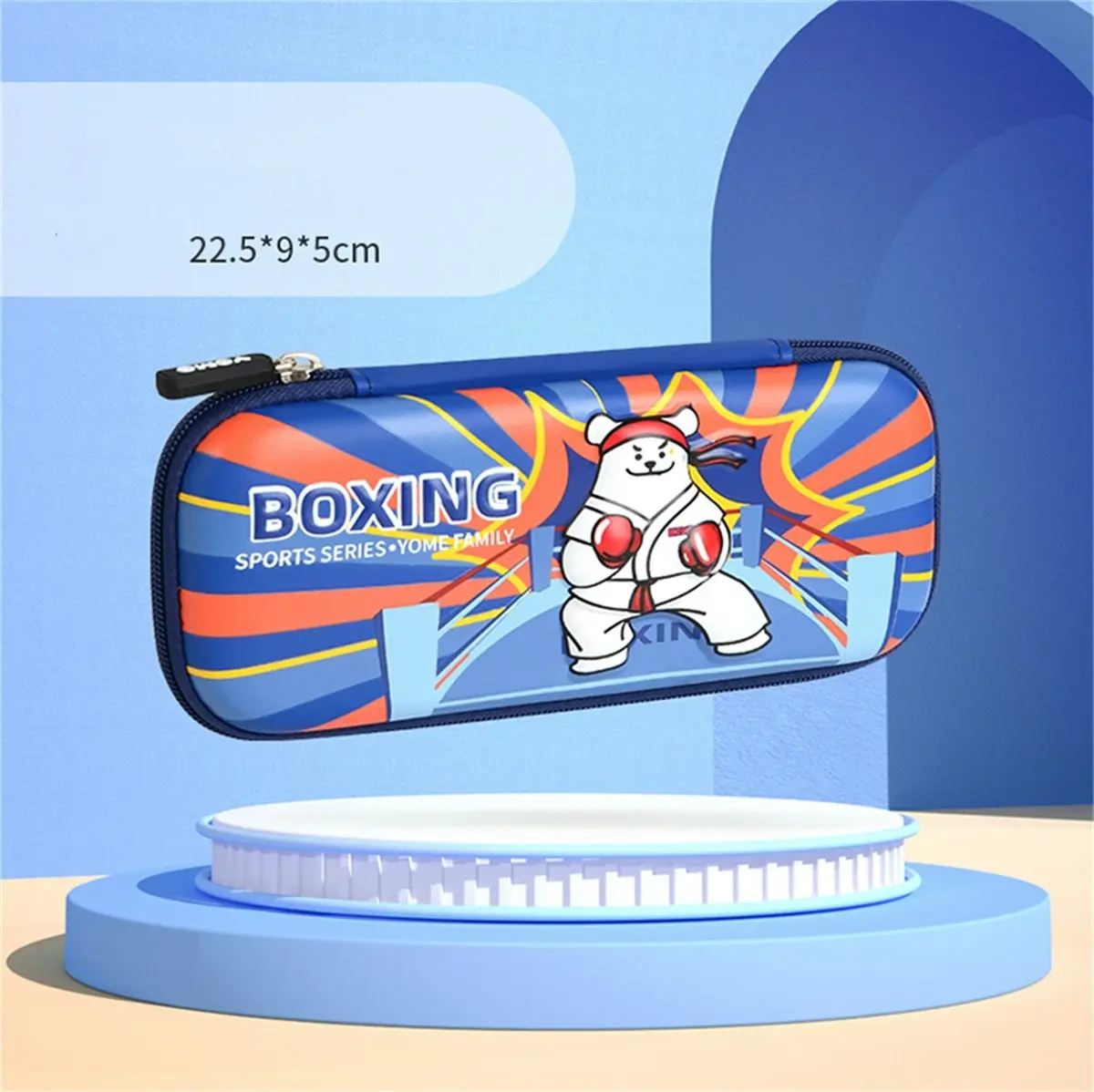 Yome 180 Degree Opening Kids School Pencil Case With 3D EVA Cartoon Pattern B Blue