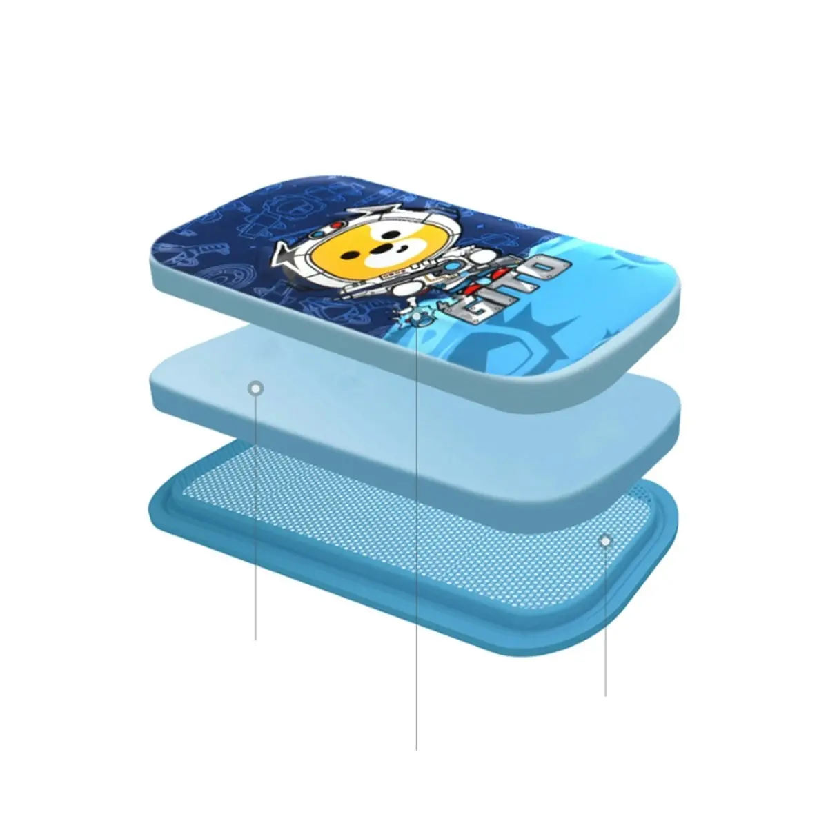 Yome 180 Degree Opening Kids School Pencil Case With 3D EVA Cartoon Pattern D Blue