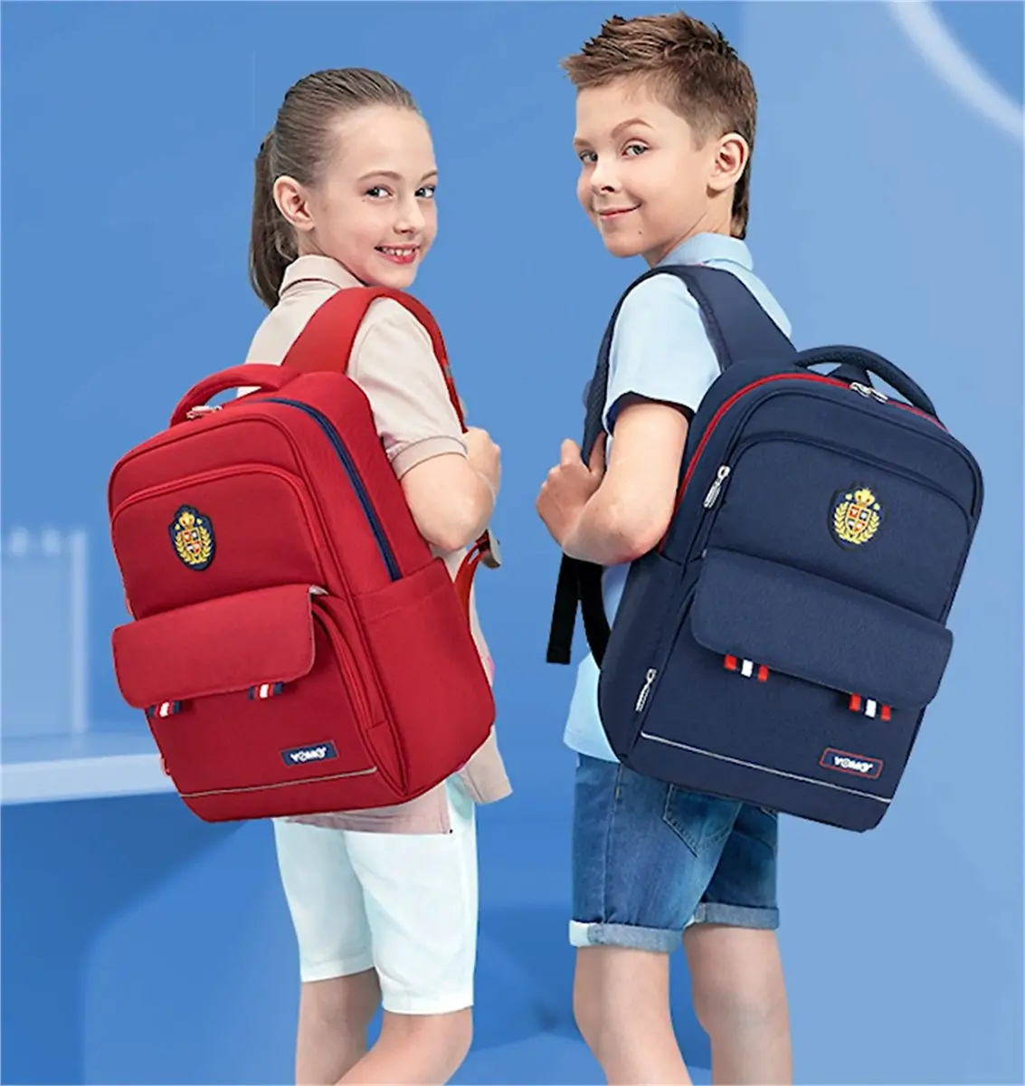 Yome Kids School Backpack With Back Support and Airflow Systerm For Year 3-6 Students  T212 Red