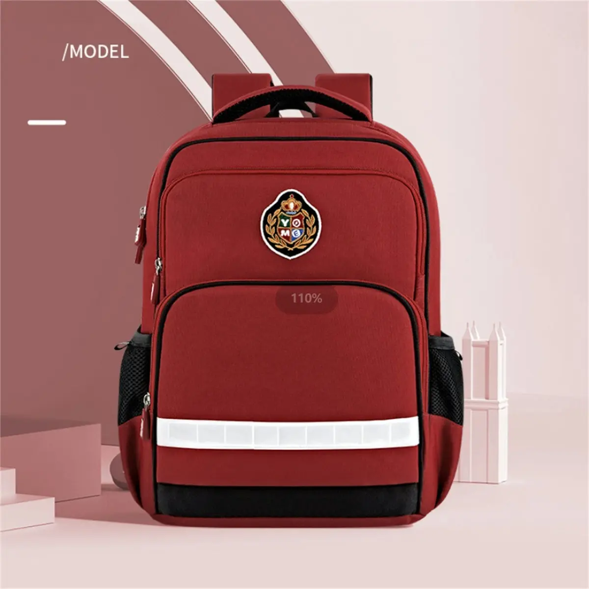 Yome Kids School Backpack With Back Support and Airflow Systerm For Year 3-6 Students T202 Red