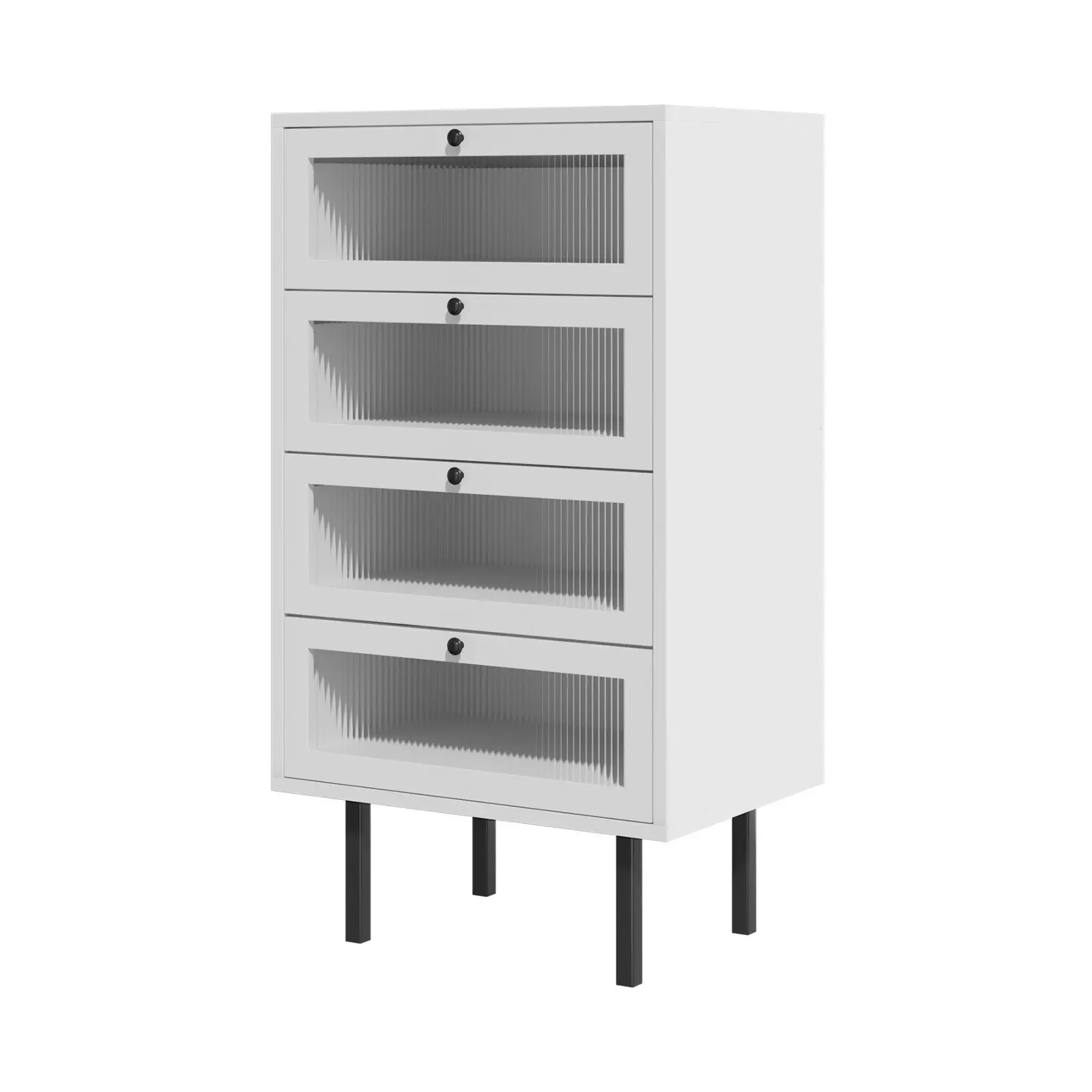 Oikiture 4 Chest of Drawers Tallboy Dresser Storage Cabinet Sideboard White