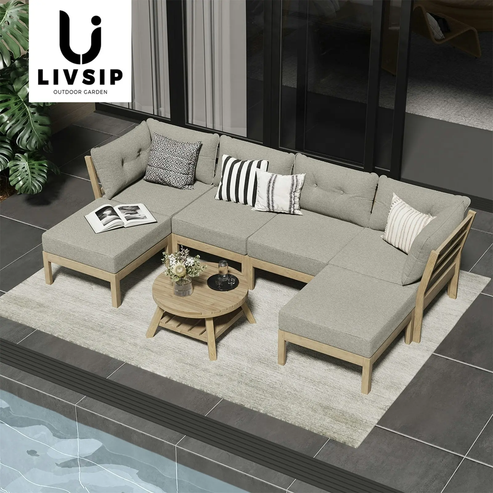 Livsip 7 Piece Outdoor Lounge Sofa Set Garden Furniture Dining Table Chairs