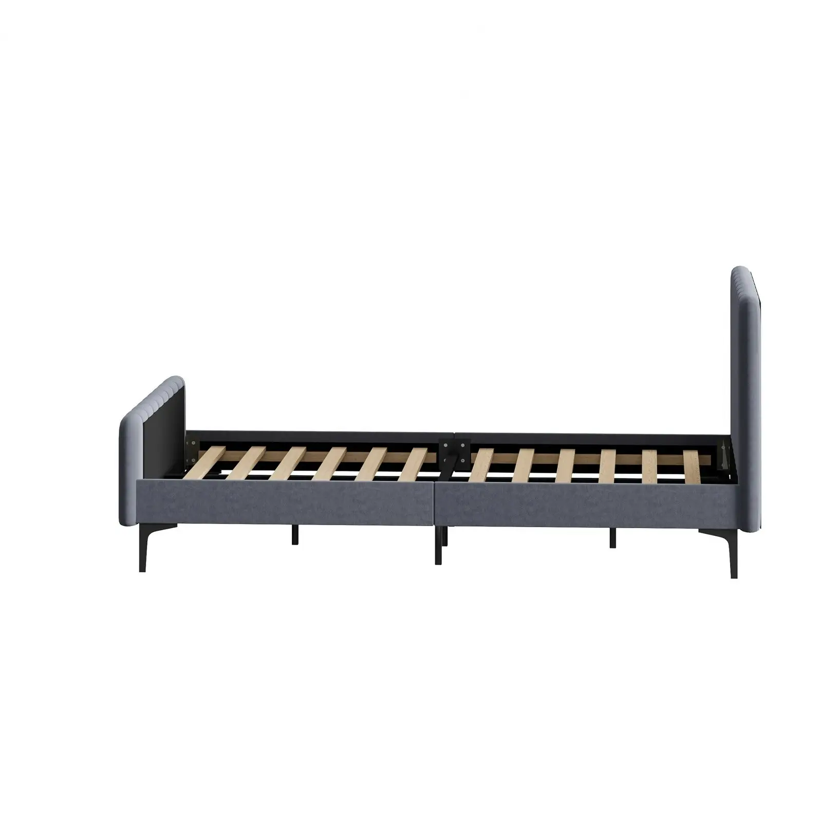 Oikiture Bed Frame King Sinlge Size Grey Velvet ROYO