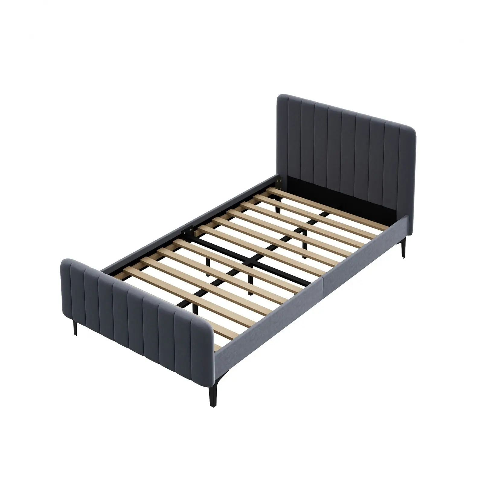 Oikiture Bed Frame King Sinlge Size Grey Velvet ROYO