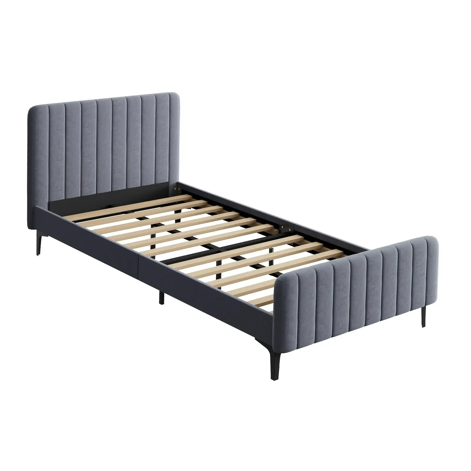 Oikiture Bed Frame King Sinlge Size Grey Velvet ROYO