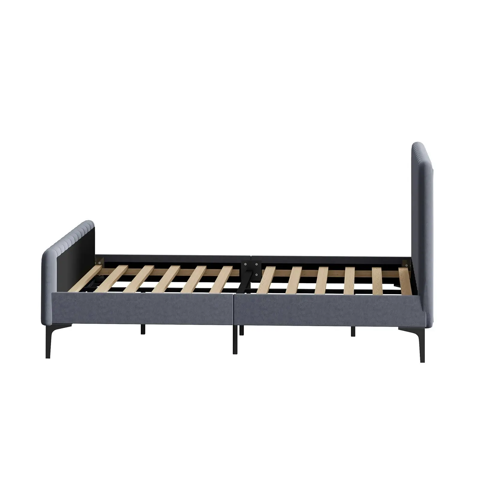 Oikiture Bed Frame Double Size Grey Velvet ROYO