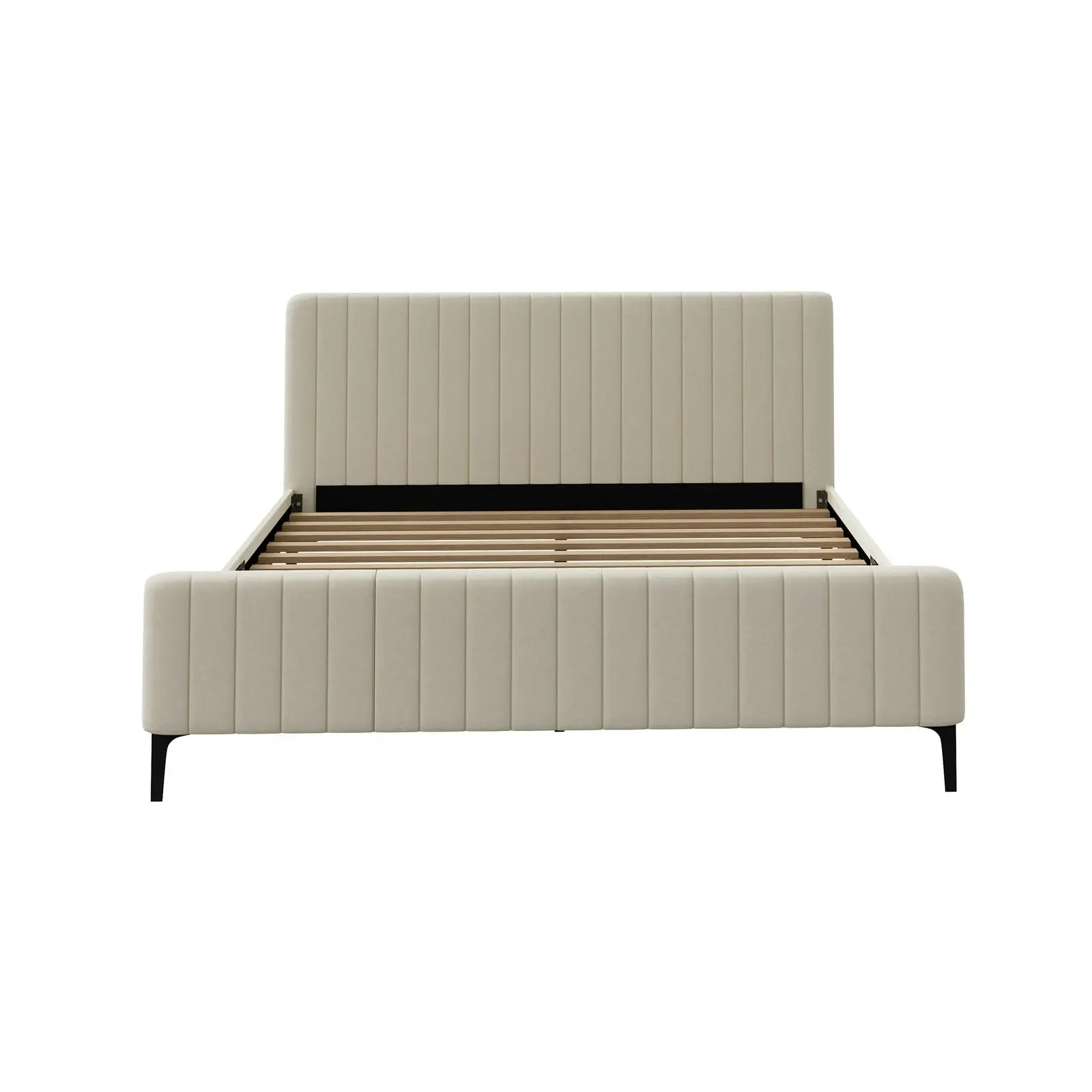 Oikiture Bed Frame King Size Beige Velvet ROYO