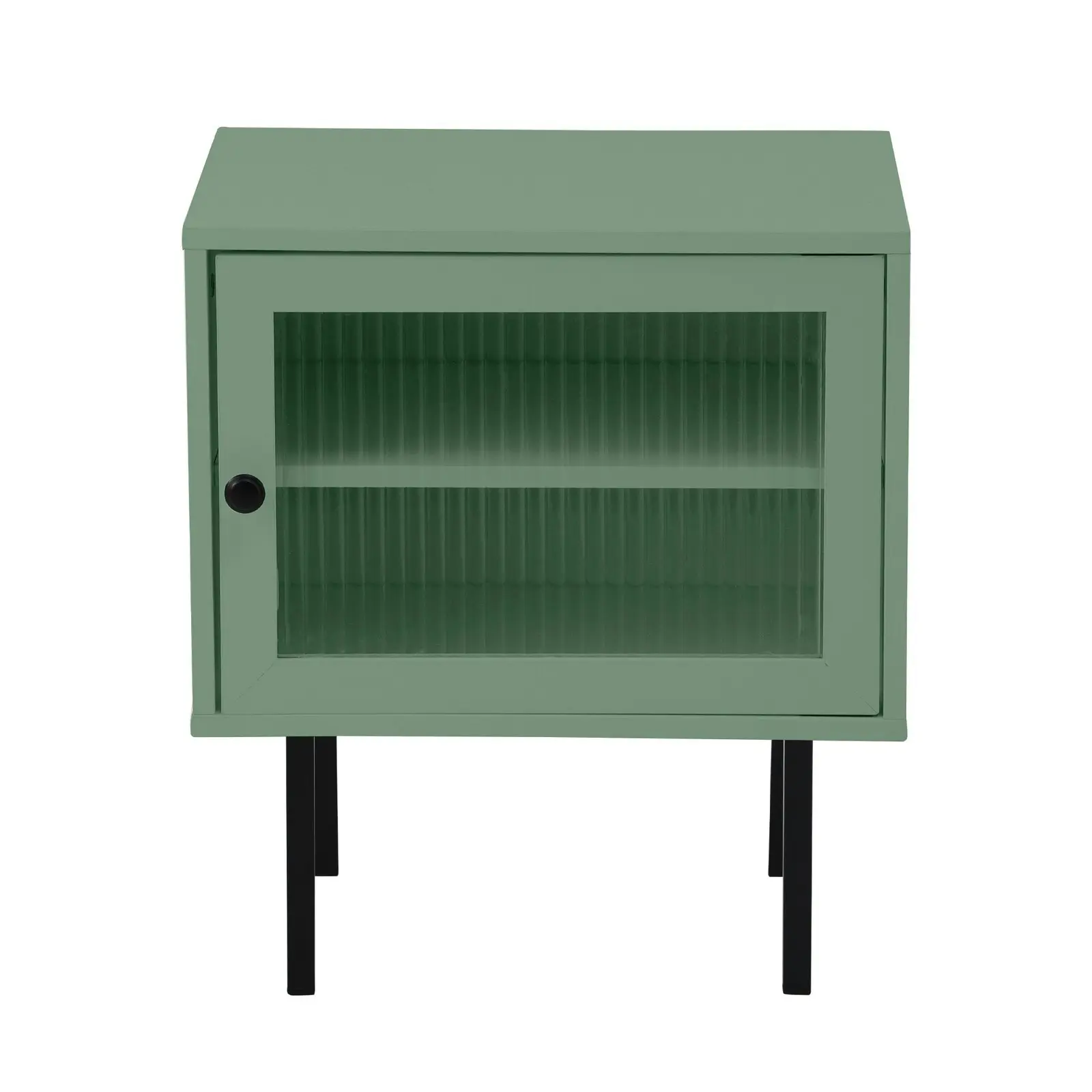 Oikiture 2X Bedside Tables Cabinet Storage Nightstand Glass Door Bedroom Green