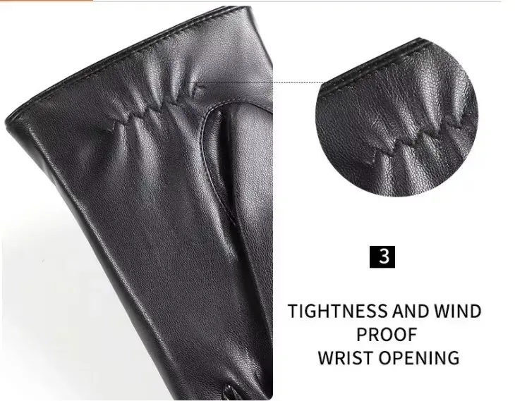 Men's Classic Leather Sheepskin Gloves-Black