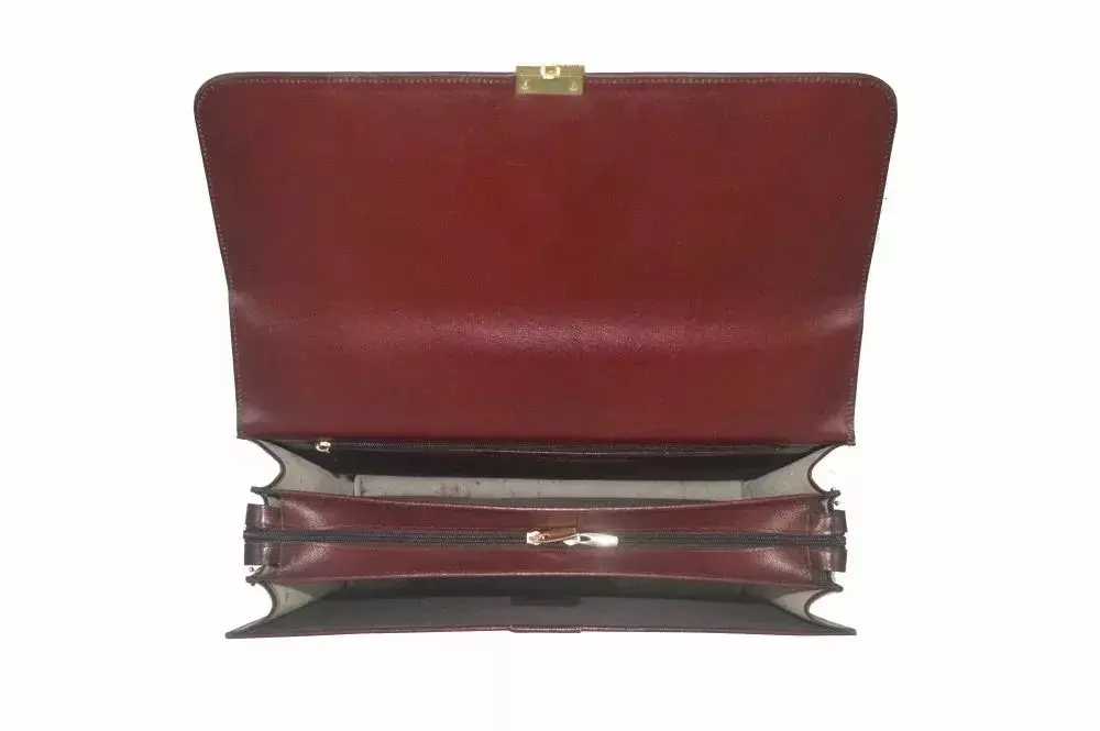 AU Fashion Executive Leather Bag-Maroon