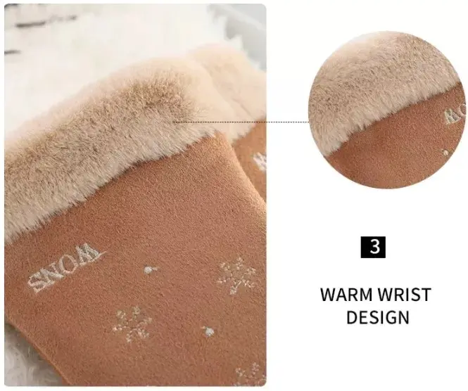 Women Snowflake Plush Gloves