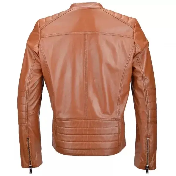 Tan Biker Leather Jacket-Man