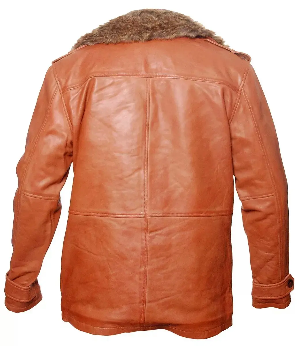 Brown Fur Leather Coat