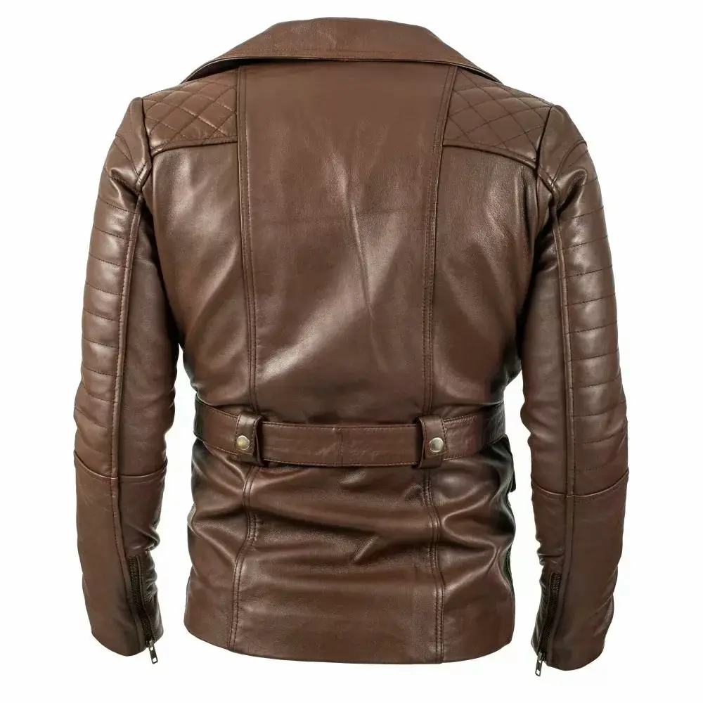 Quilted Brown Leather Coat