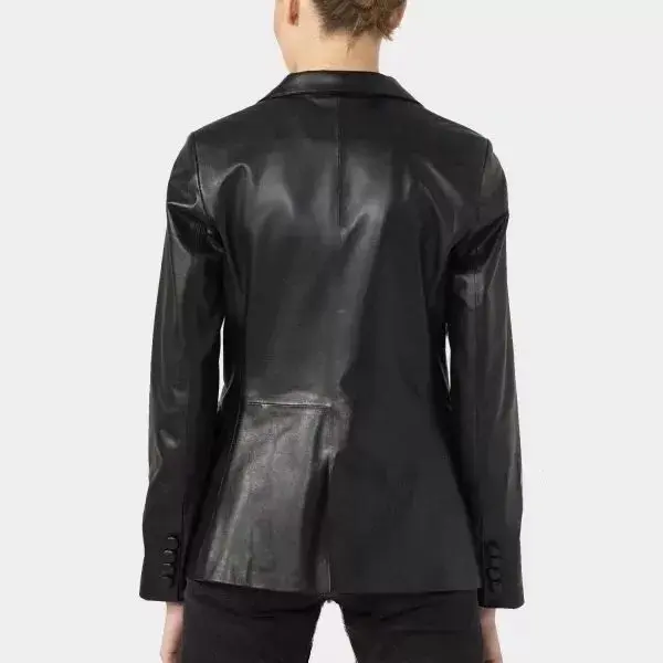 Women Black Leather Blazer