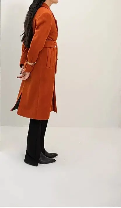 Women Brown Wool Long Coat