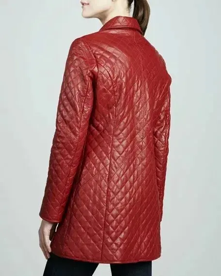 Quilted Slimfit Leather Coat