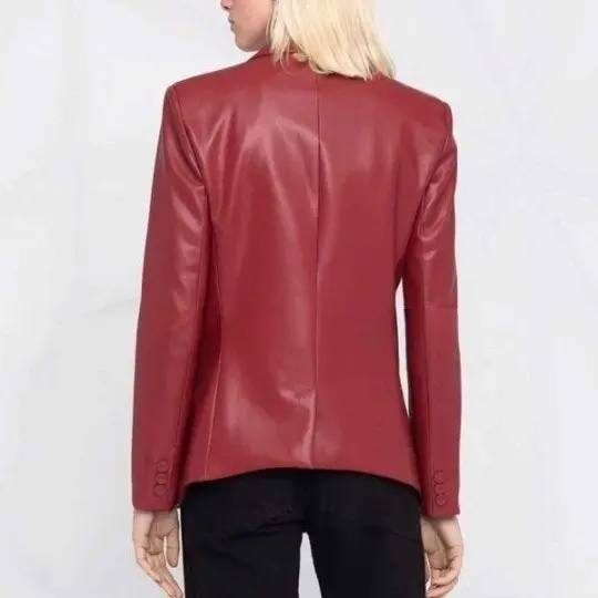 Red Slim Fit Blazer Women/Leather