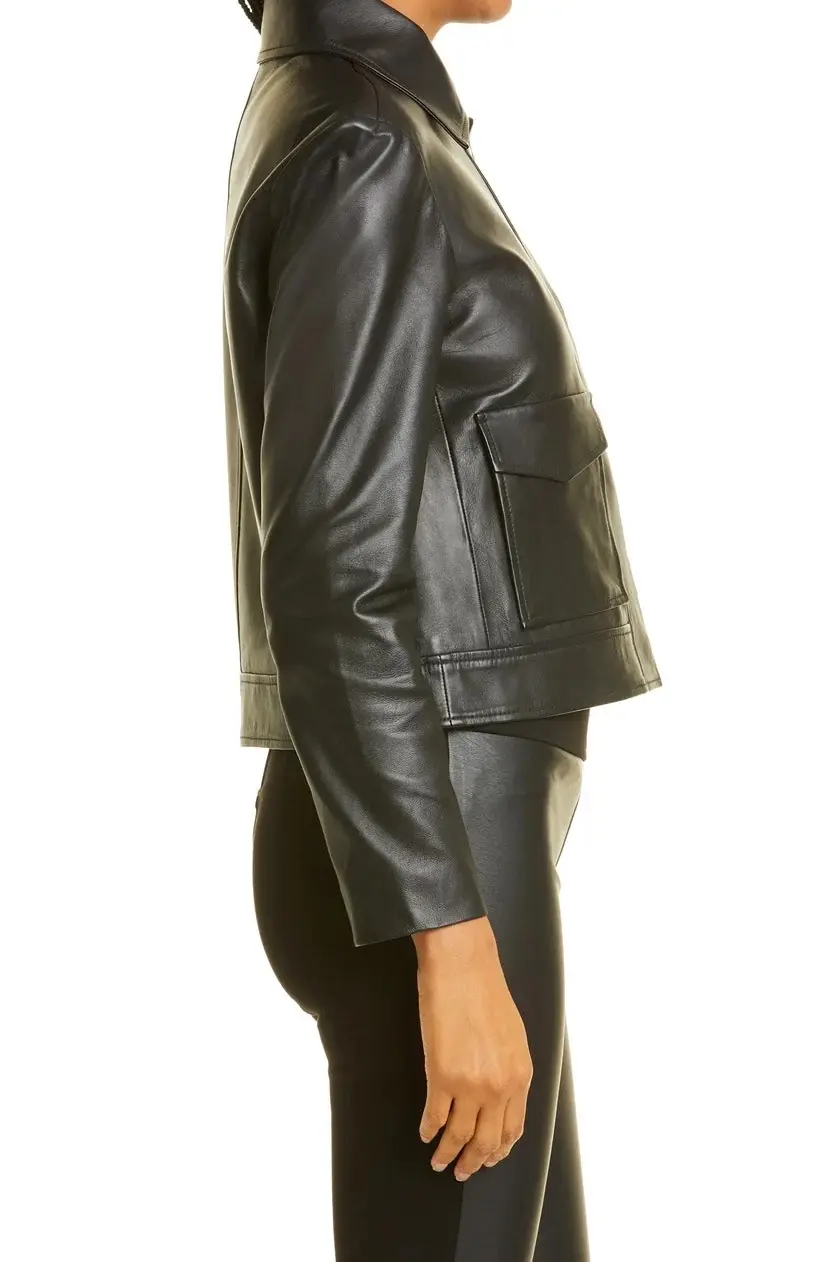 Women Bomber Jacket/Black Leather