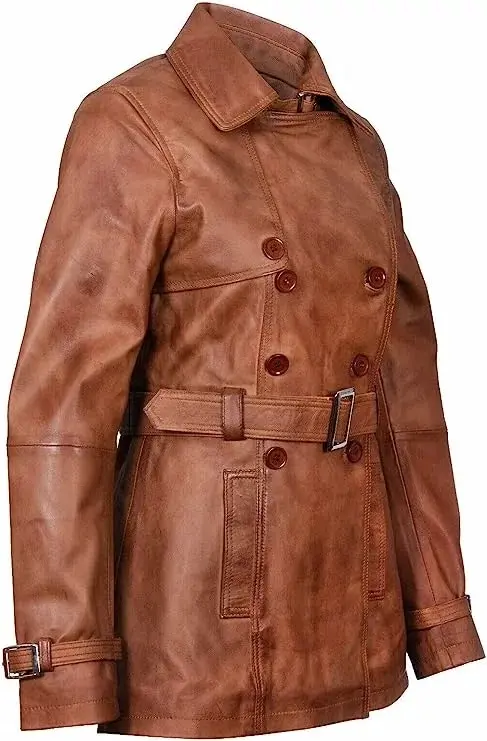 Brown Leather Trench Coat