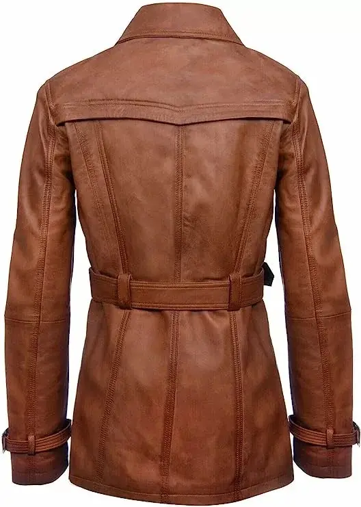 Brown Leather Trench Coat