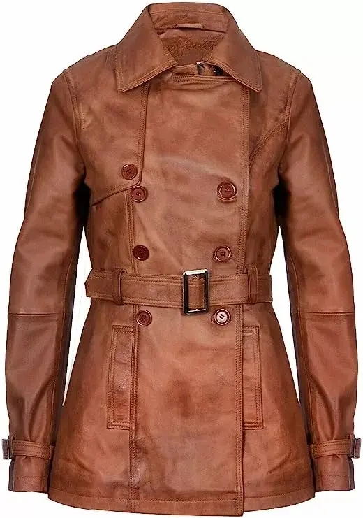 Brown Leather Trench Coat