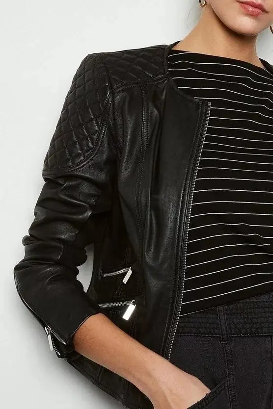 Quilted Black Biker Jacket