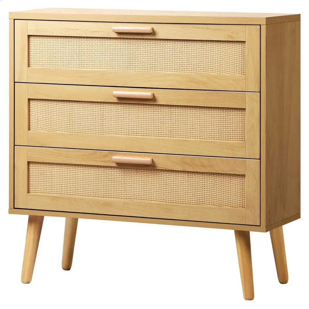 Alfordson 3 Chest of Drawers Rattan Oak