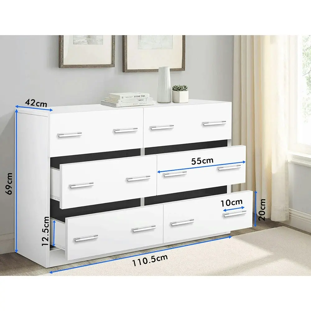 Alfordson 6 Chest of Drawers Minimalist White