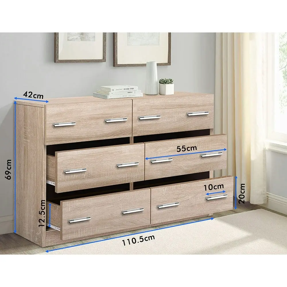 Alfordson 6 Chest of Drawers Minimalist Oak