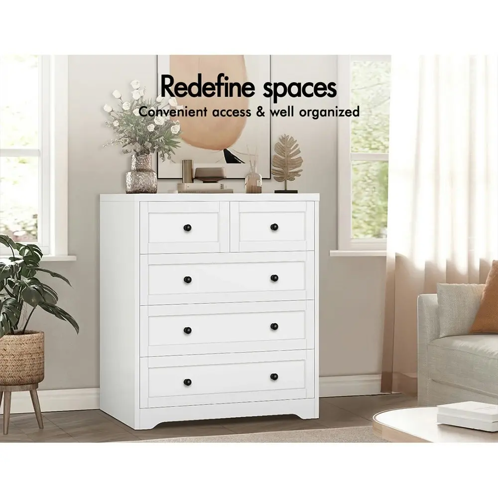 Alfordson 5 Chest of Drawers Hamptons White