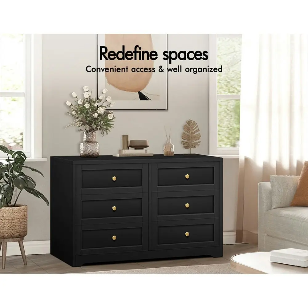 Alfordson 6 Chest of Drawers Hamptons Black