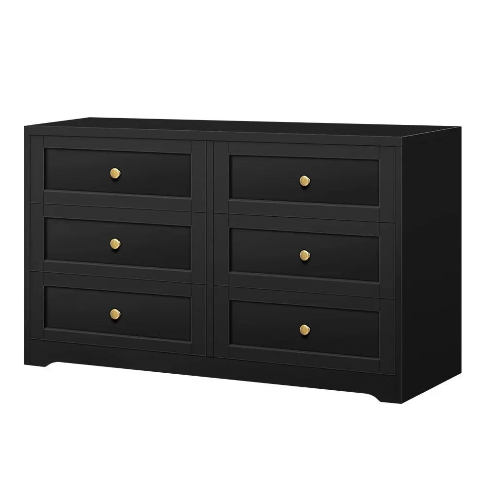 Alfordson 6 Chest of Drawers Hamptons Black