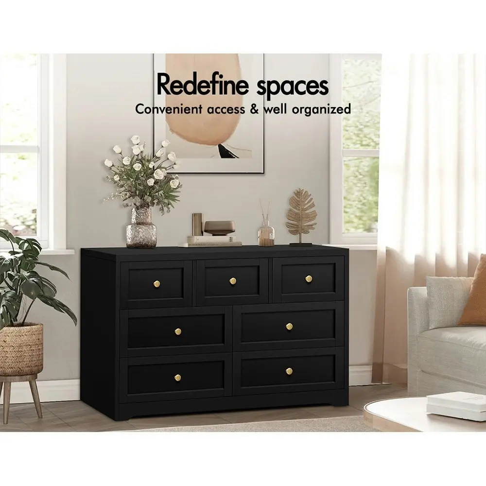 Alfordson 7 Chest of Drawers Hamptons Black