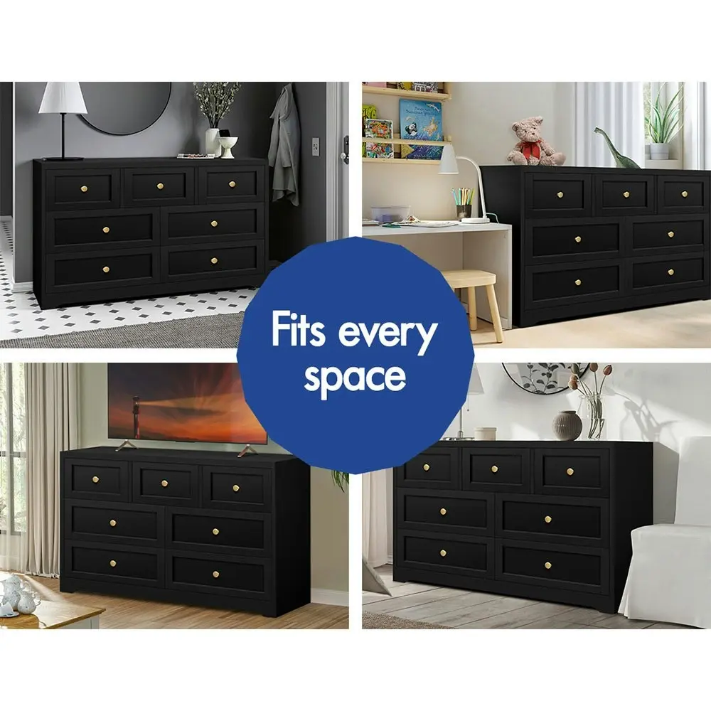 Alfordson 7 Chest of Drawers Hamptons Black