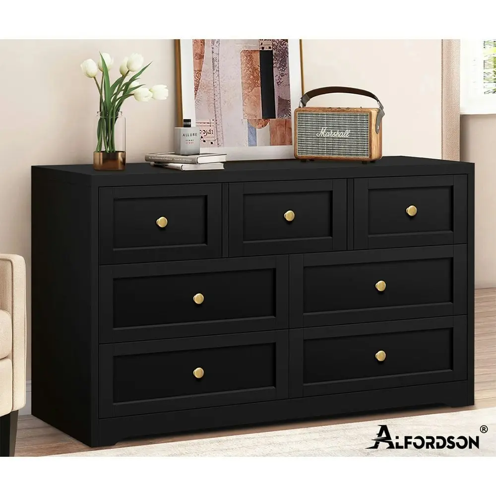 Alfordson 7 Chest of Drawers Hamptons Black