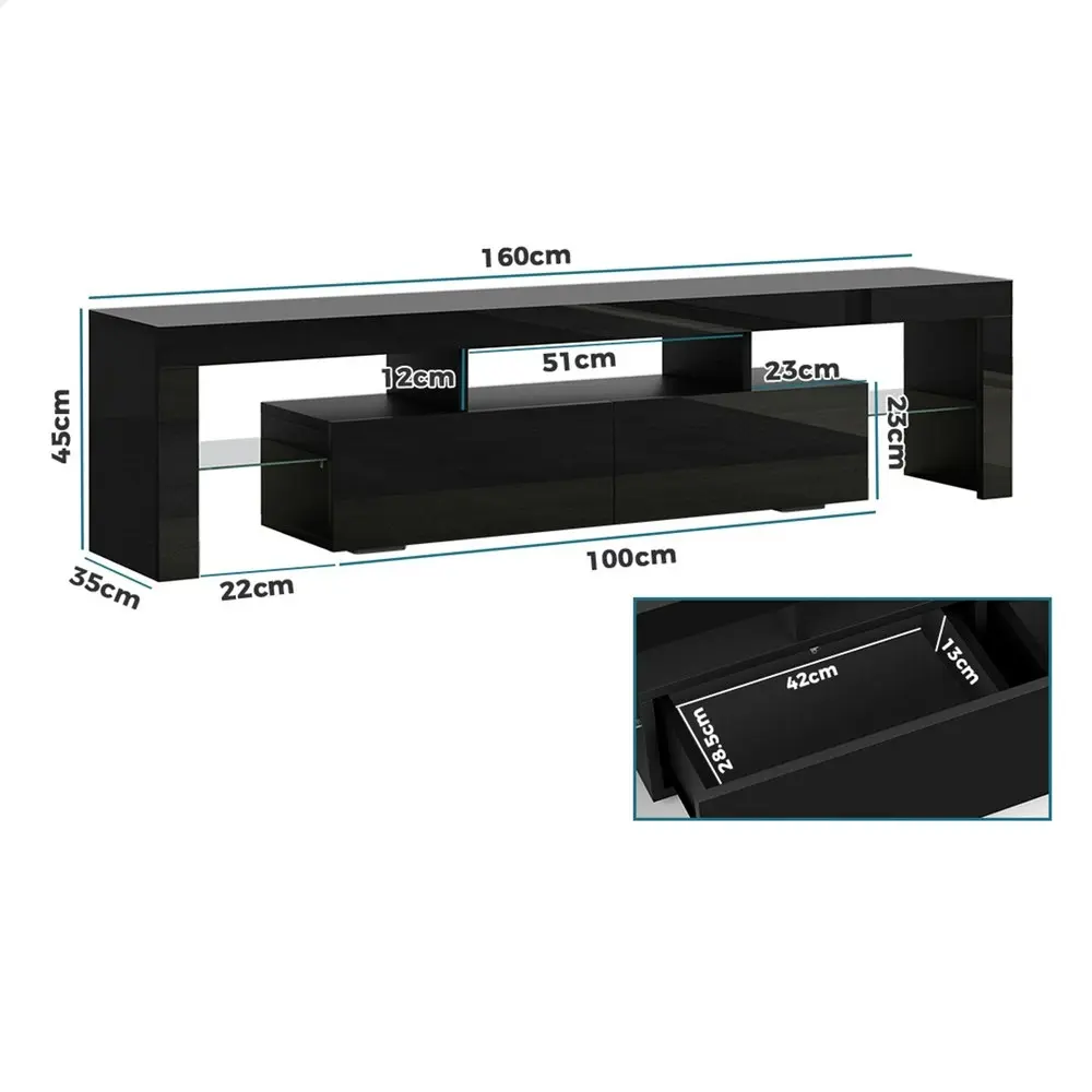 Alfordson Entertainment Unit 160cm LED Black