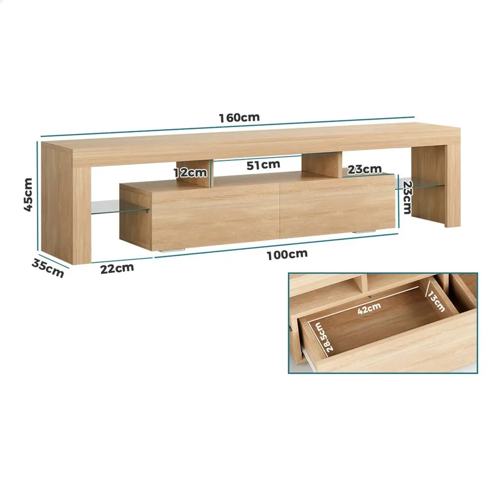 Alfordson Entertainment Unit 160cm LED Oak