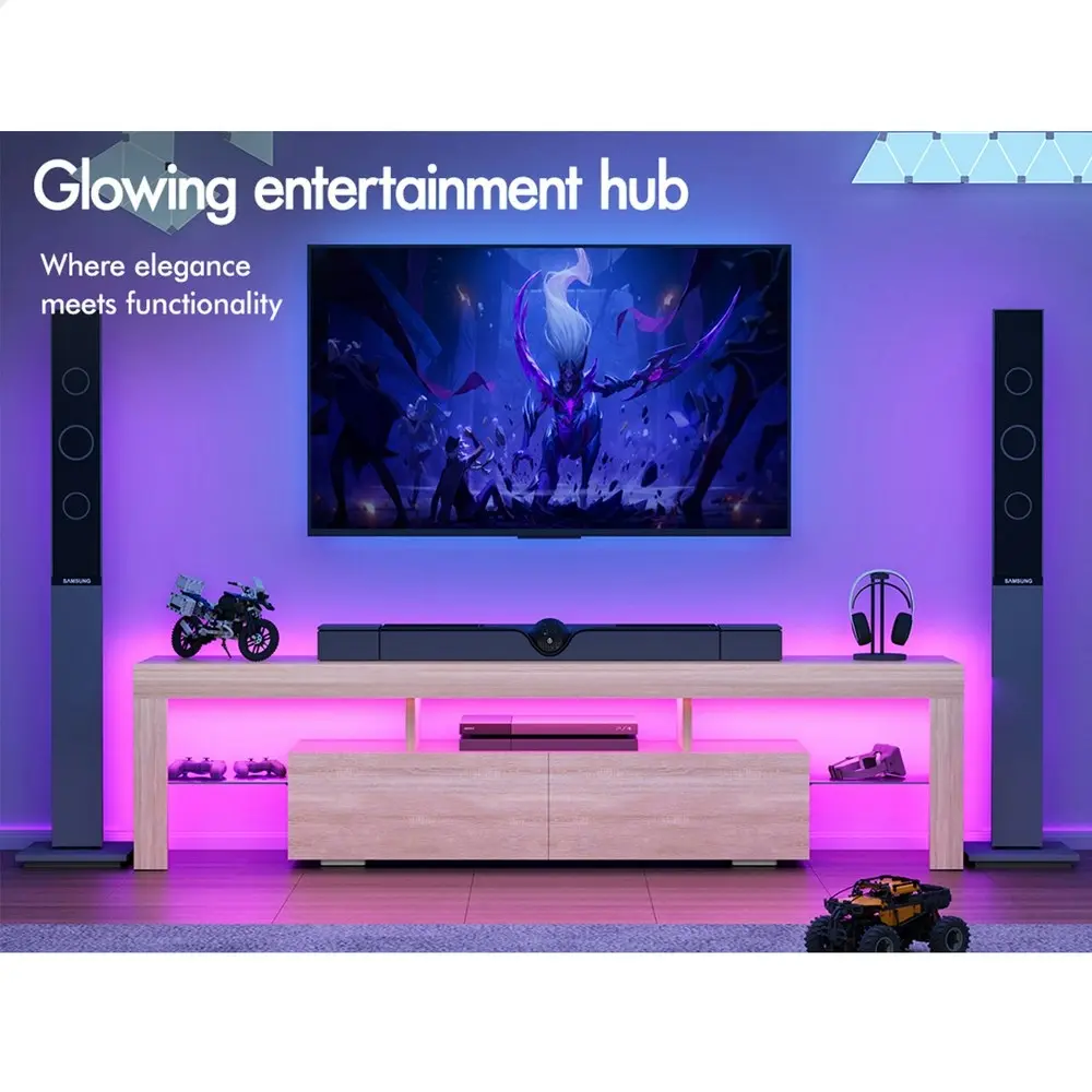 Alfordson Entertainment Unit 160cm LED Oak