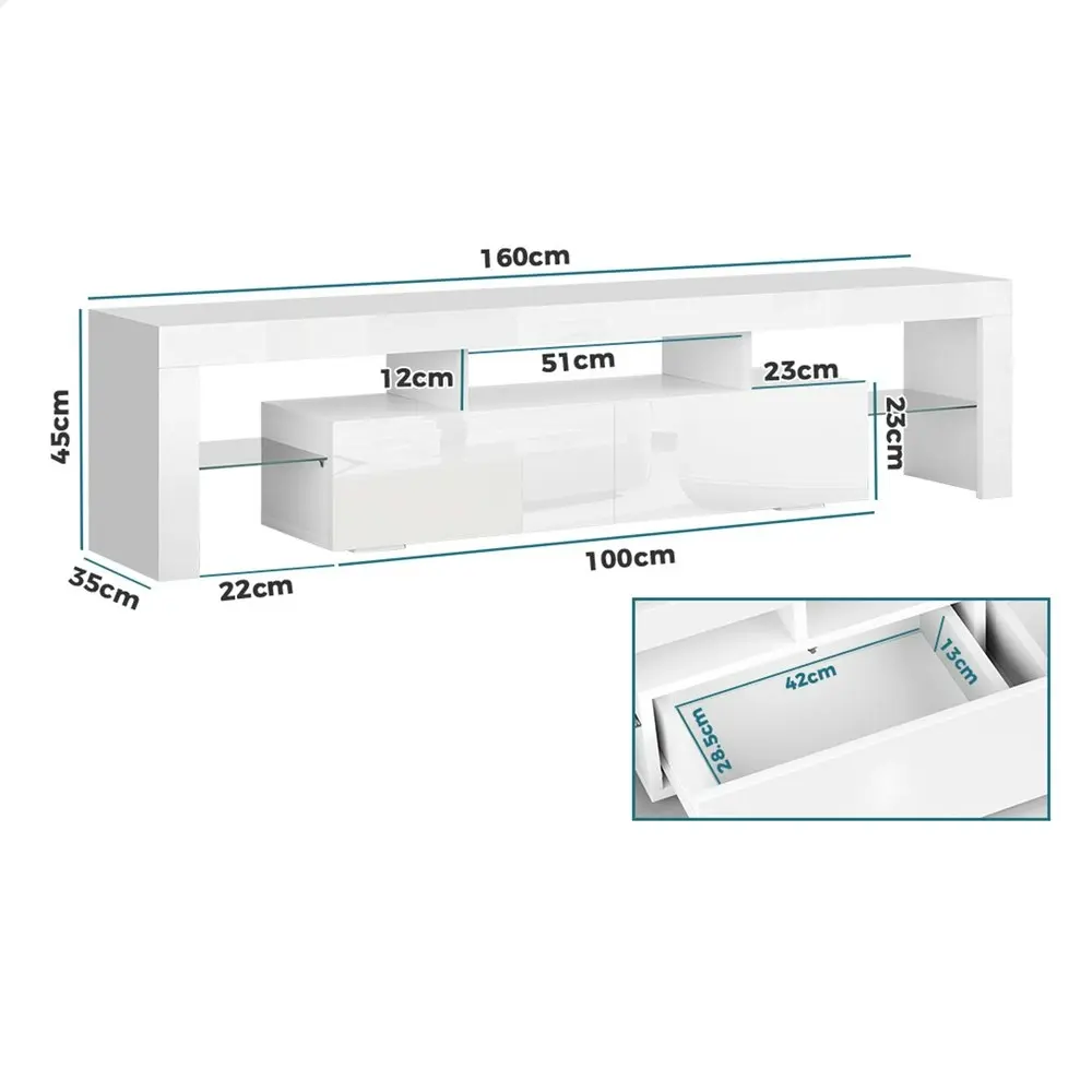 Alfordson Entertainment Unit 160cm LED White