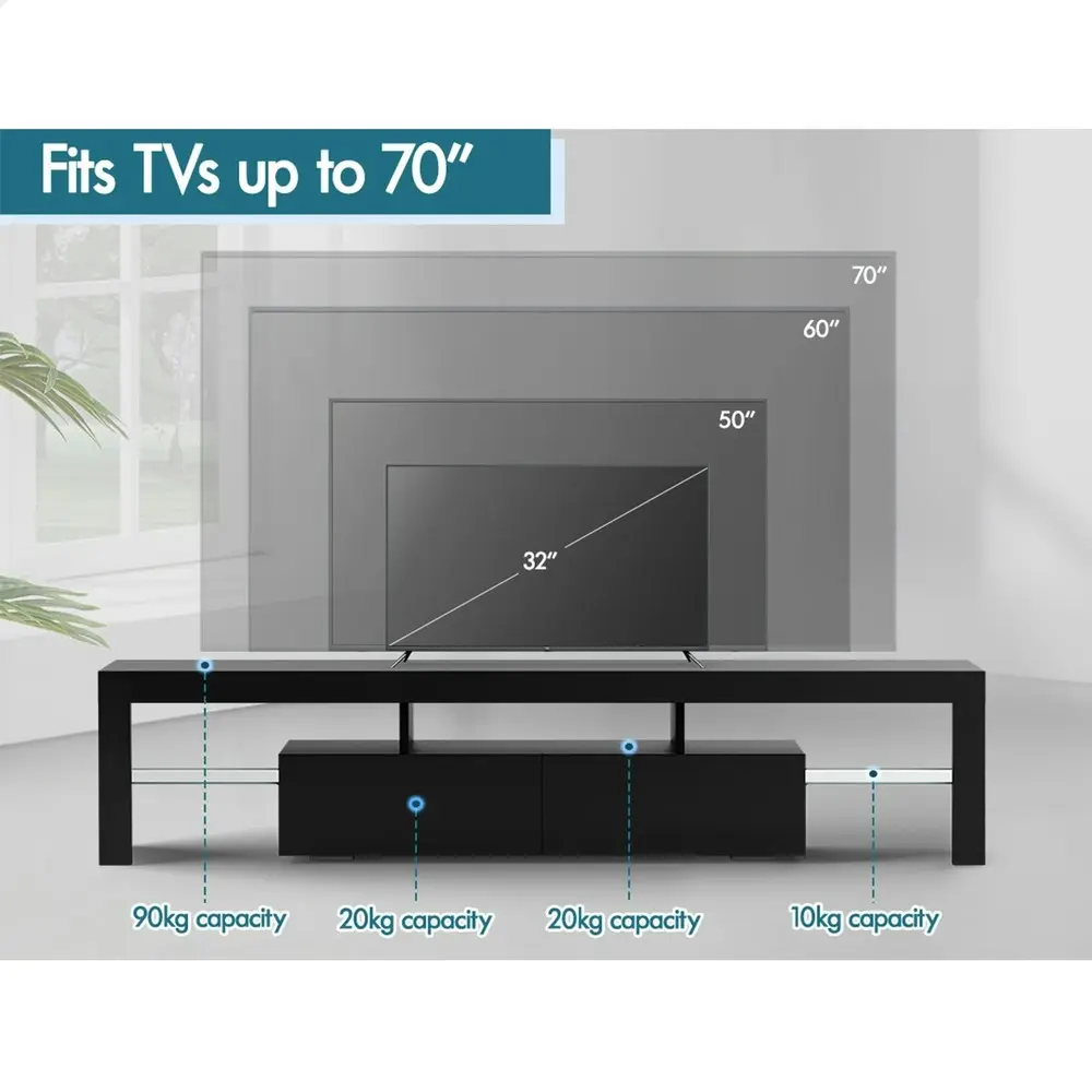 Alfordson Entertainment Unit 180cm LED Black