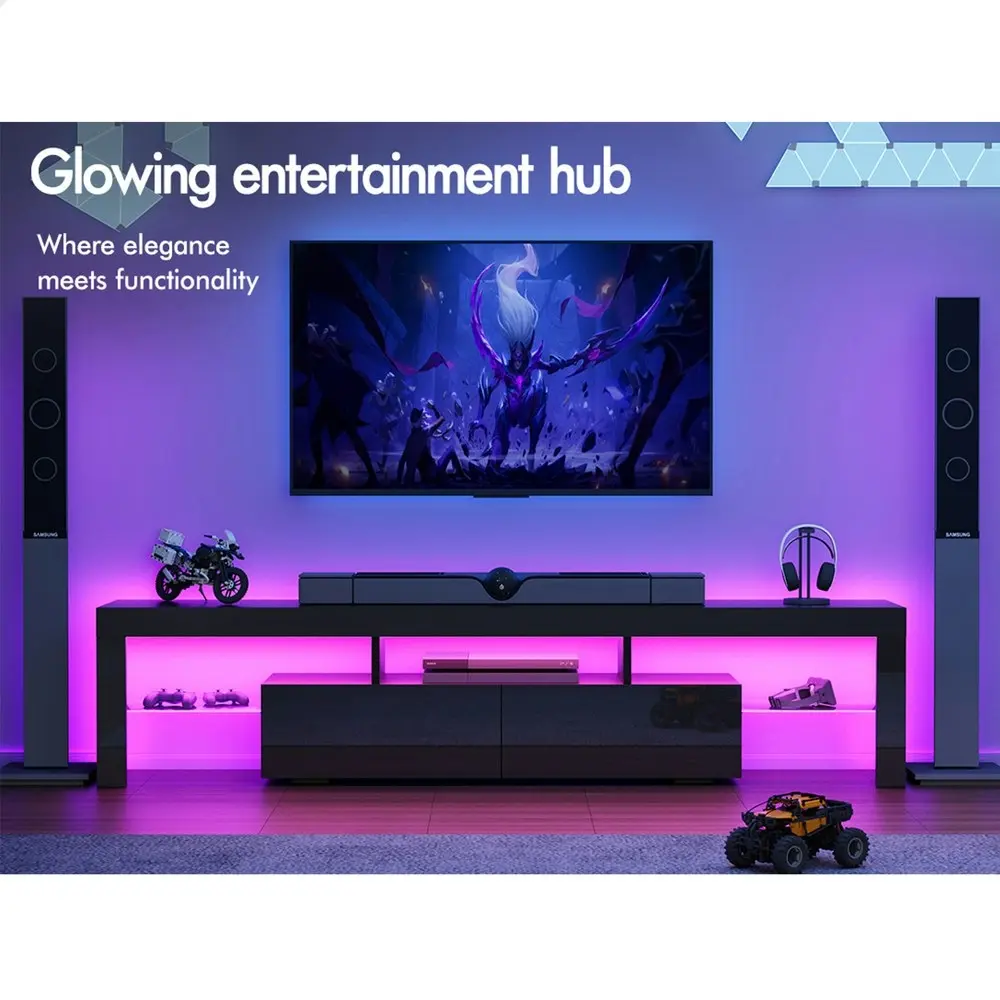 Alfordson Entertainment Unit 180cm LED Black