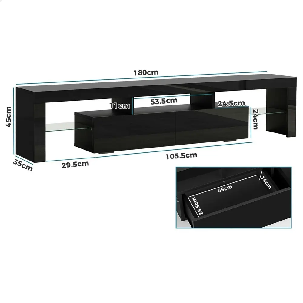 Alfordson Entertainment Unit 180cm LED Black