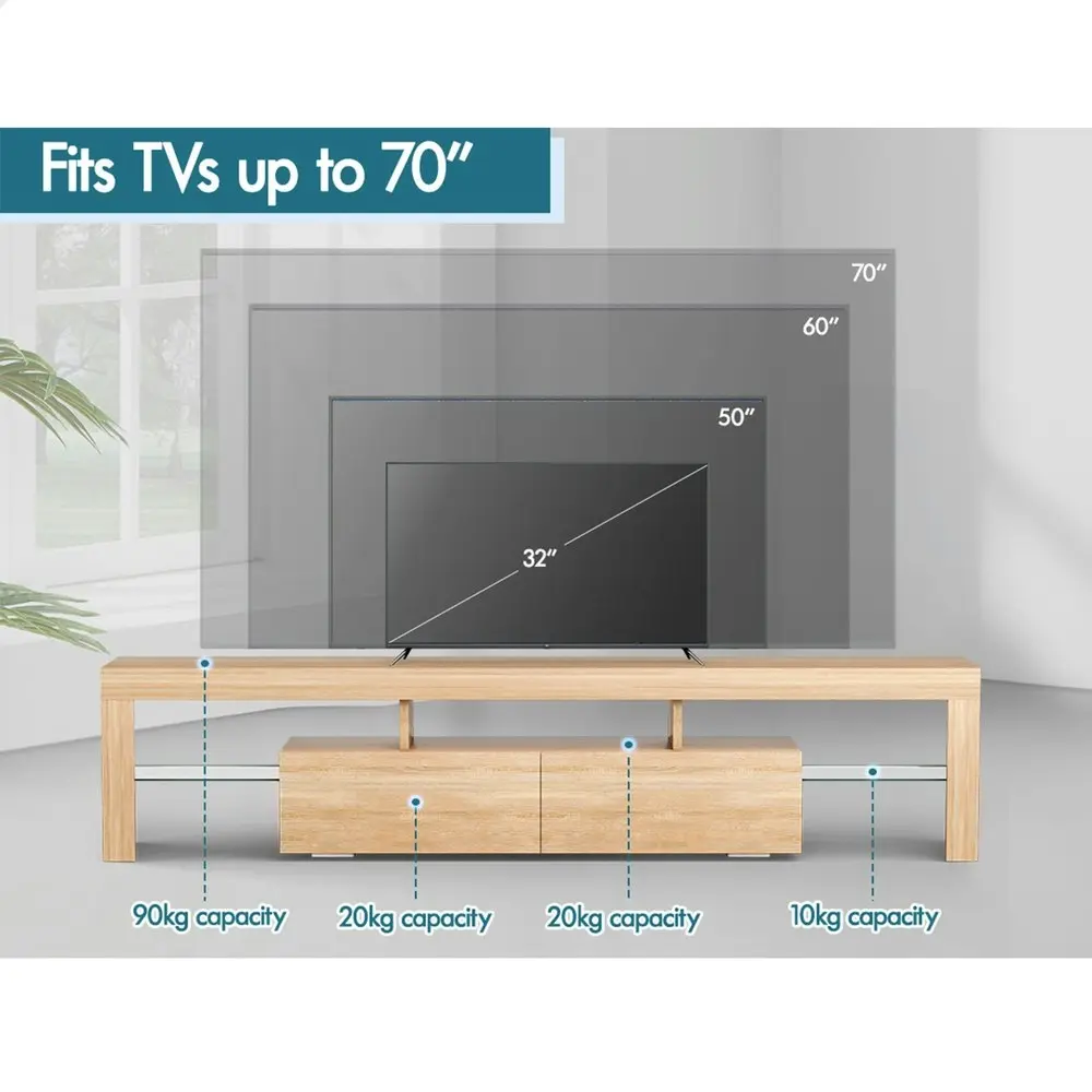 Alfordson Entertainment Unit 180cm LED Oak