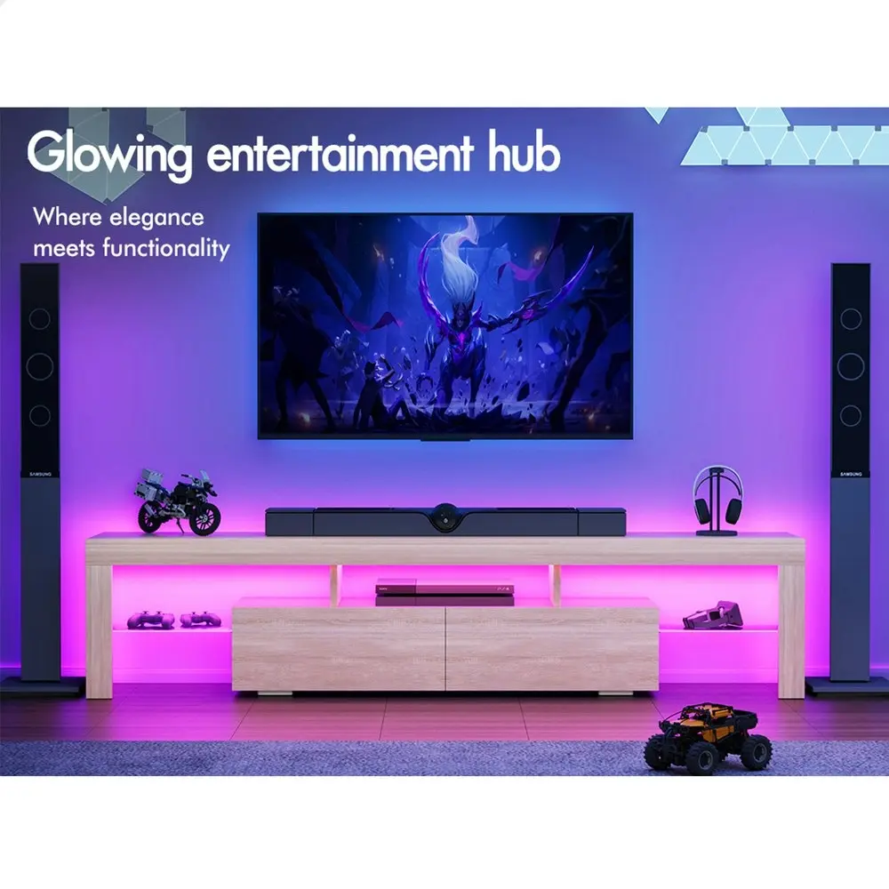 Alfordson Entertainment Unit 180cm LED Oak