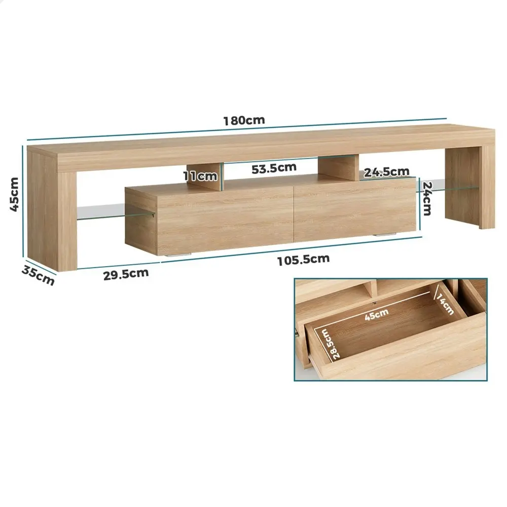 Alfordson Entertainment Unit 180cm LED Oak