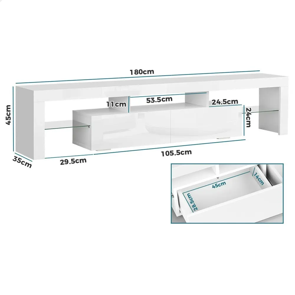 Alfordson Entertainment Unit 180cm LED White